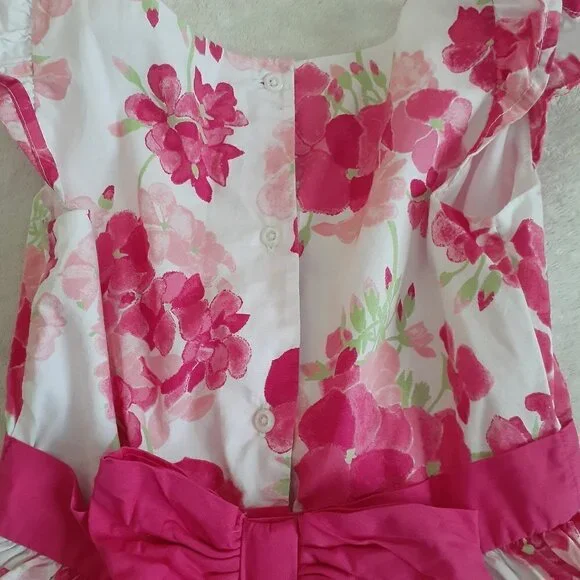 Gymboree Girls Size 7 White Pink Floral Cotton Dress - Picture 8 of 12
